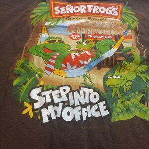 Senor Frogs Mens XXL Graphic T-shirt Brown Spring Break 2009 Cancun Mexico